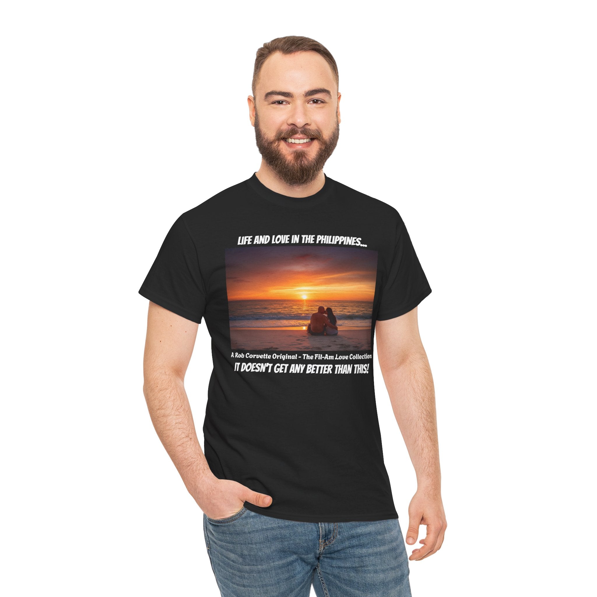 Life and Love in the Philippines, Fil-Am Couple Sunset Kiss Beach Shirt, Filipino American Love, Romantic Couples Gift Tee, Philippines Tour