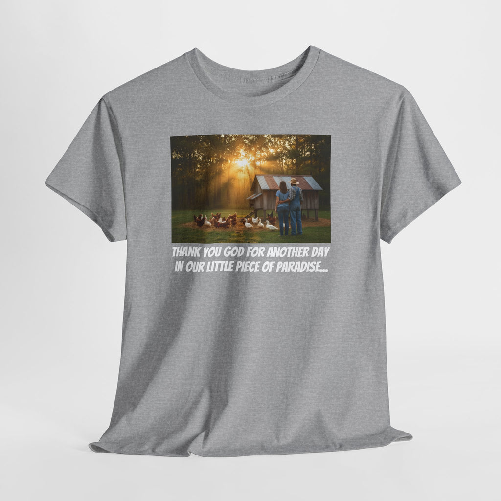 Thank You God For Another Day In Our Little Piece of Paradise | Backyard Farmer Couple Shirt | Homestead Gift | Country Life | Gift For Her
