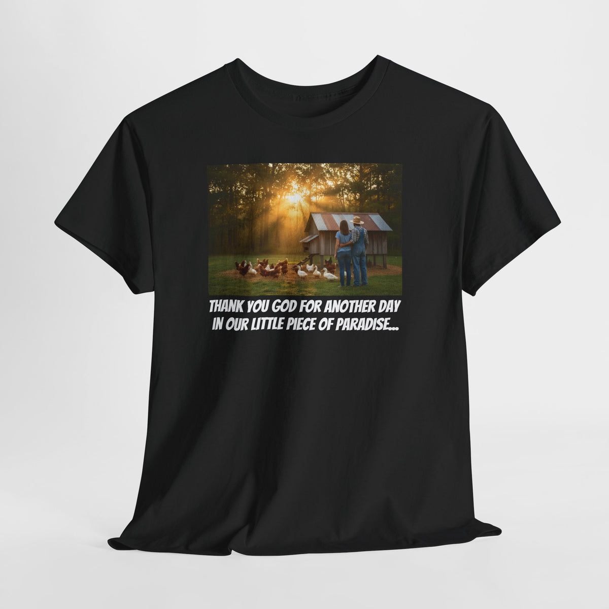 Thank You God For Another Day In Our Little Piece of Paradise | Backyard Farmer Couple Shirt | Homestead Gift | Country Life | Gift For Her