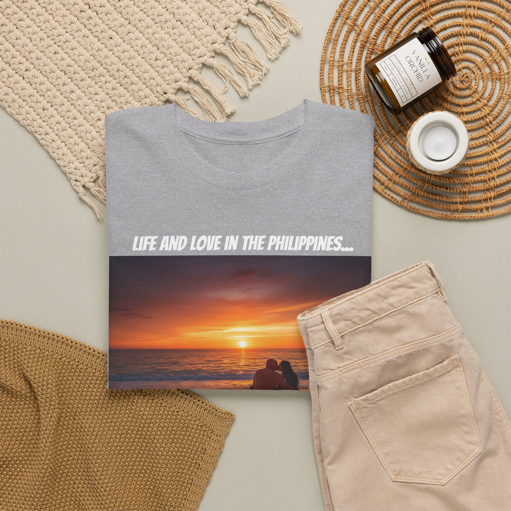 Life and Love in the Philippines, Fil-Am Couple Sunset Kiss Beach Shirt, Filipino American Love, Romantic Couples Gift Tee, Philippines Tour