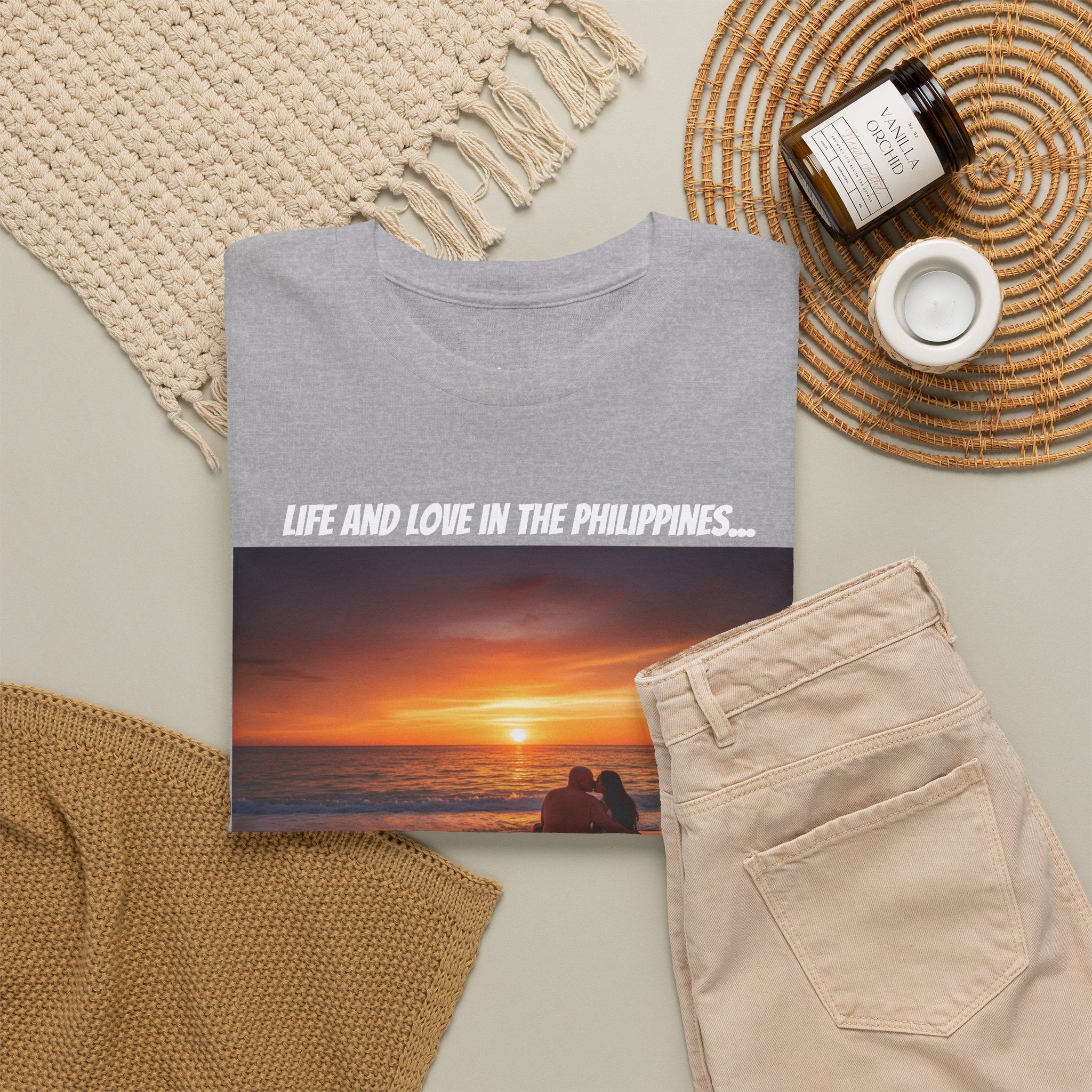 Life and Love in the Philippines, Fil-Am Couple Sunset Kiss Beach Shirt, Filipino American Love, Romantic Couples Gift Tee, Philippines Tour