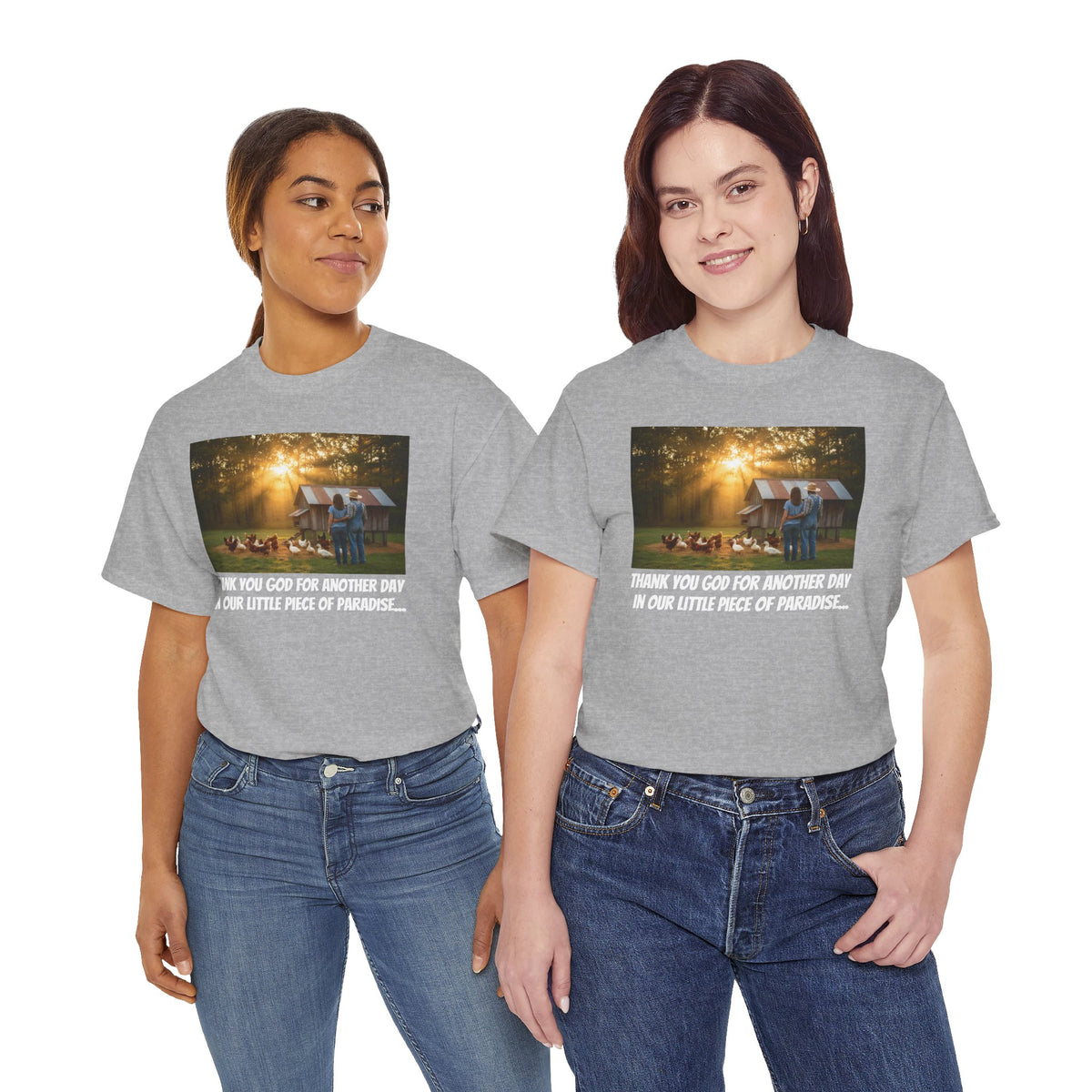 Thank You God For Another Day In Our Little Piece of Paradise | Backyard Farmer Couple Shirt | Homestead Gift | Country Life | Gift For Her