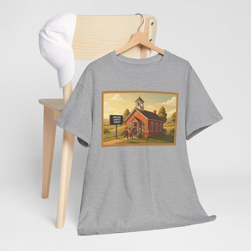 "Speeling Contest Tanight!" Funny Small Town T-Shirt | Humorous School Sign Tee | Ironic Comedy Shirt | Perfect Gift for Teachers, Word Nerds & Grammar Lovers