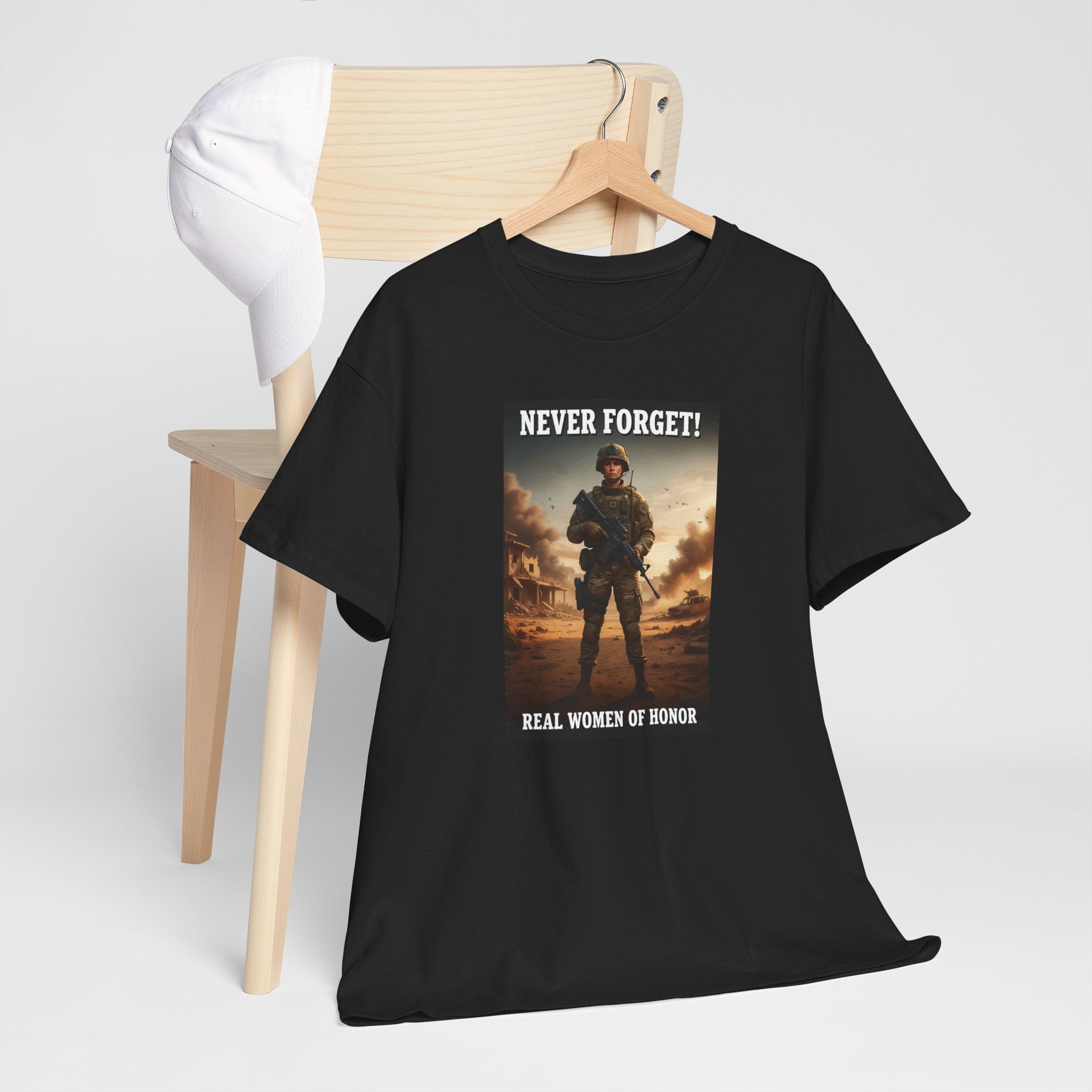 Never Forget Patriotic T-Shirt | Real Women Of Honor | Female Soldier Tribute Tee | Veteran Gift | Military Woman Shirt