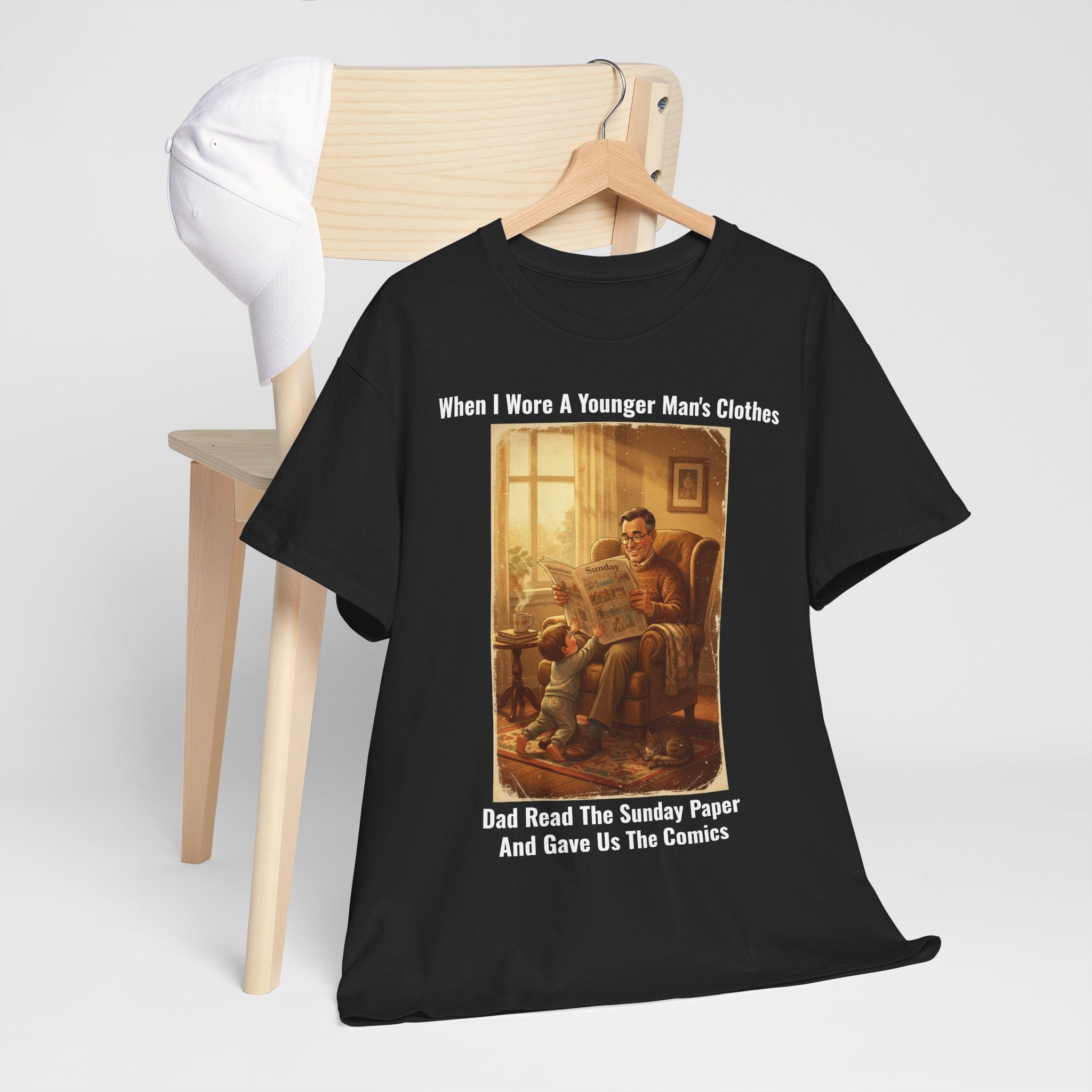 When I Wore A Younger Man's Clothes - Dad Read The Sunday Paper - Vintage Nostalgia Tee - Gift for Dad - Father's Day