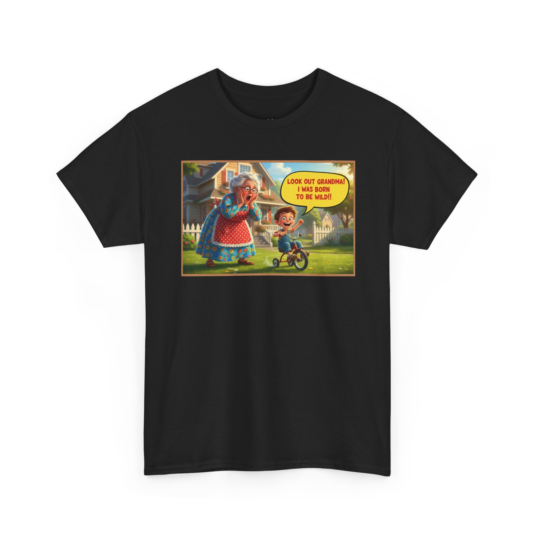Look Out Grandma Born To Be Wild Funny Grandkid Shirt | Humor Tee | Funny Gift for Grandma | Tricycle Boy Funny Shirt