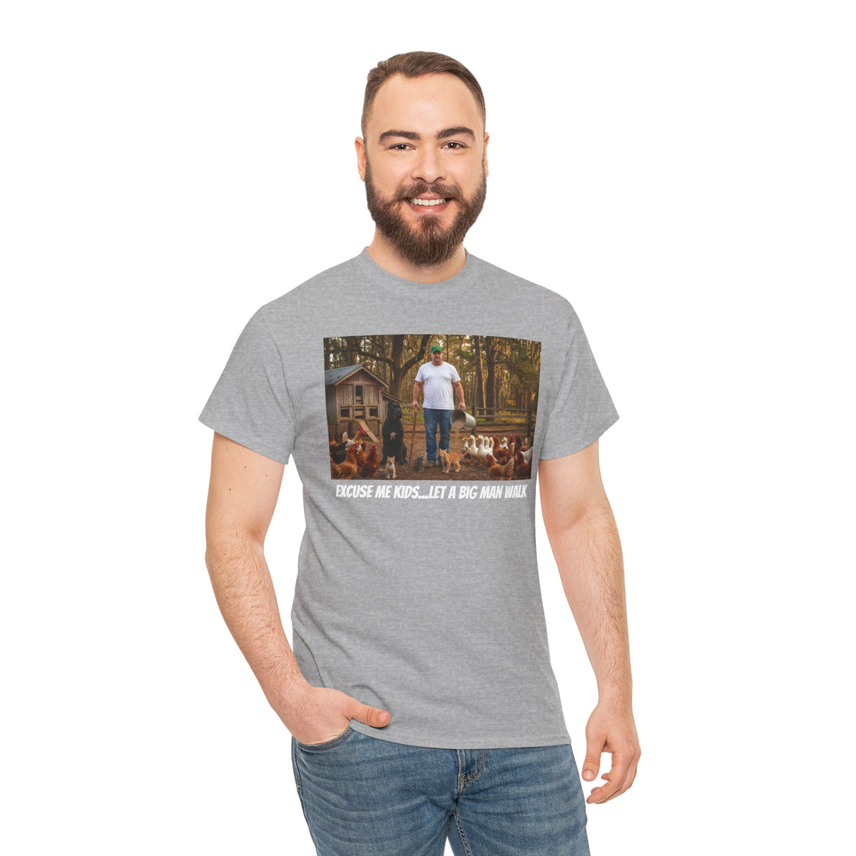 Excuse Me Kids Let a Big Man Walk | Funny Farmer T-Shirt | Homestead Gift | Gift For Him | Backyard Farmer | Country Life Humor Shirt