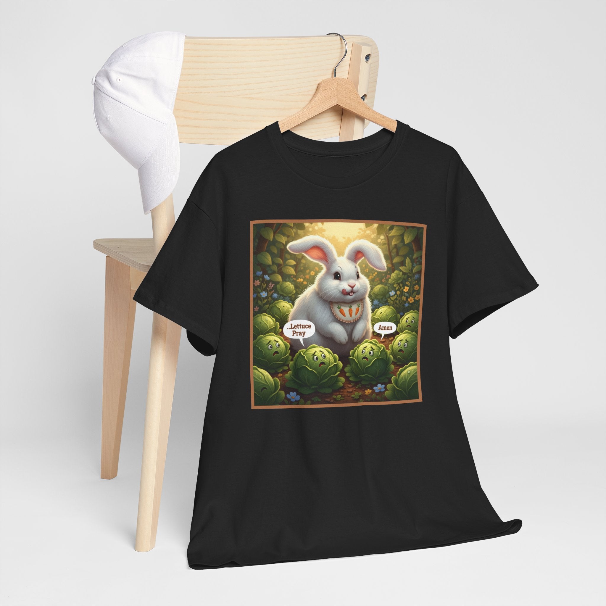 "Lettuce Pray" Funny Rabbit Garden T-Shirt | Humorous Animal Graphic Tee | Perfect Gift for Gardeners & Animal Lovers
