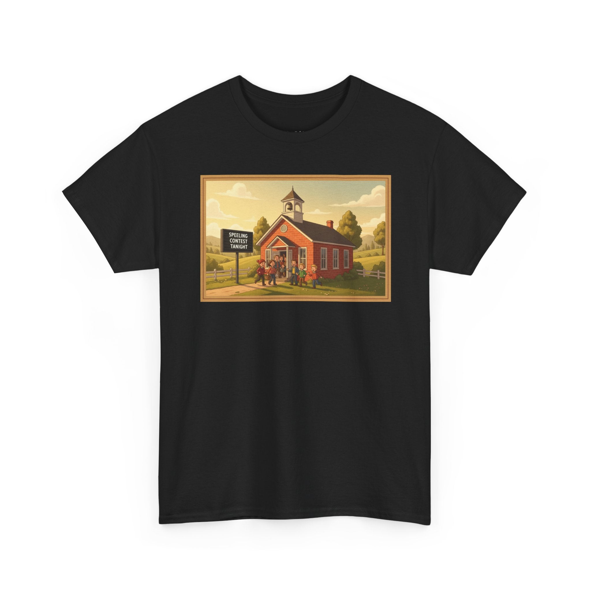 "Speeling Contest Tanight!" Funny Small Town T-Shirt | Humorous School Sign Tee | Ironic Comedy Shirt | Perfect Gift for Teachers, Word Nerds & Grammar Lovers