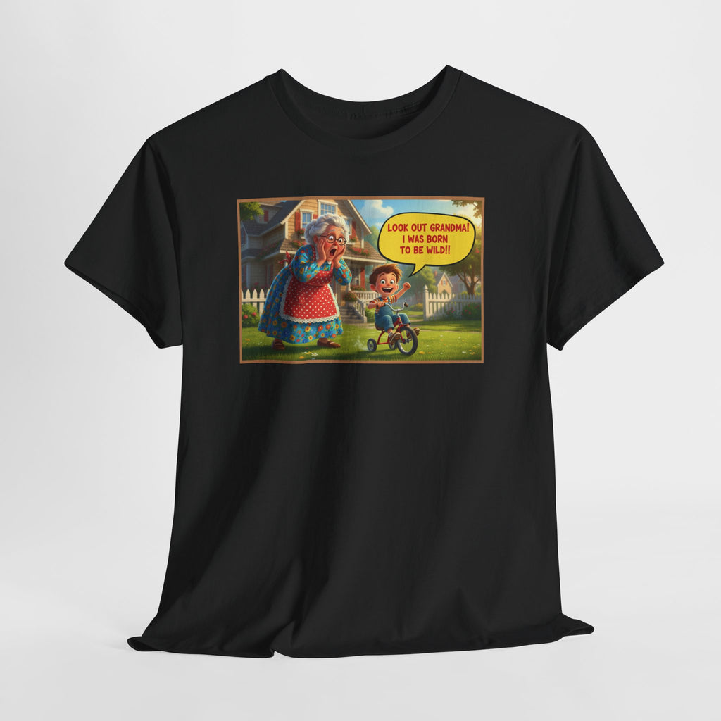 Look Out Grandma Born To Be Wild Funny Grandkid Shirt | Humor Tee | Funny Gift for Grandma | Tricycle Boy Funny Shirt