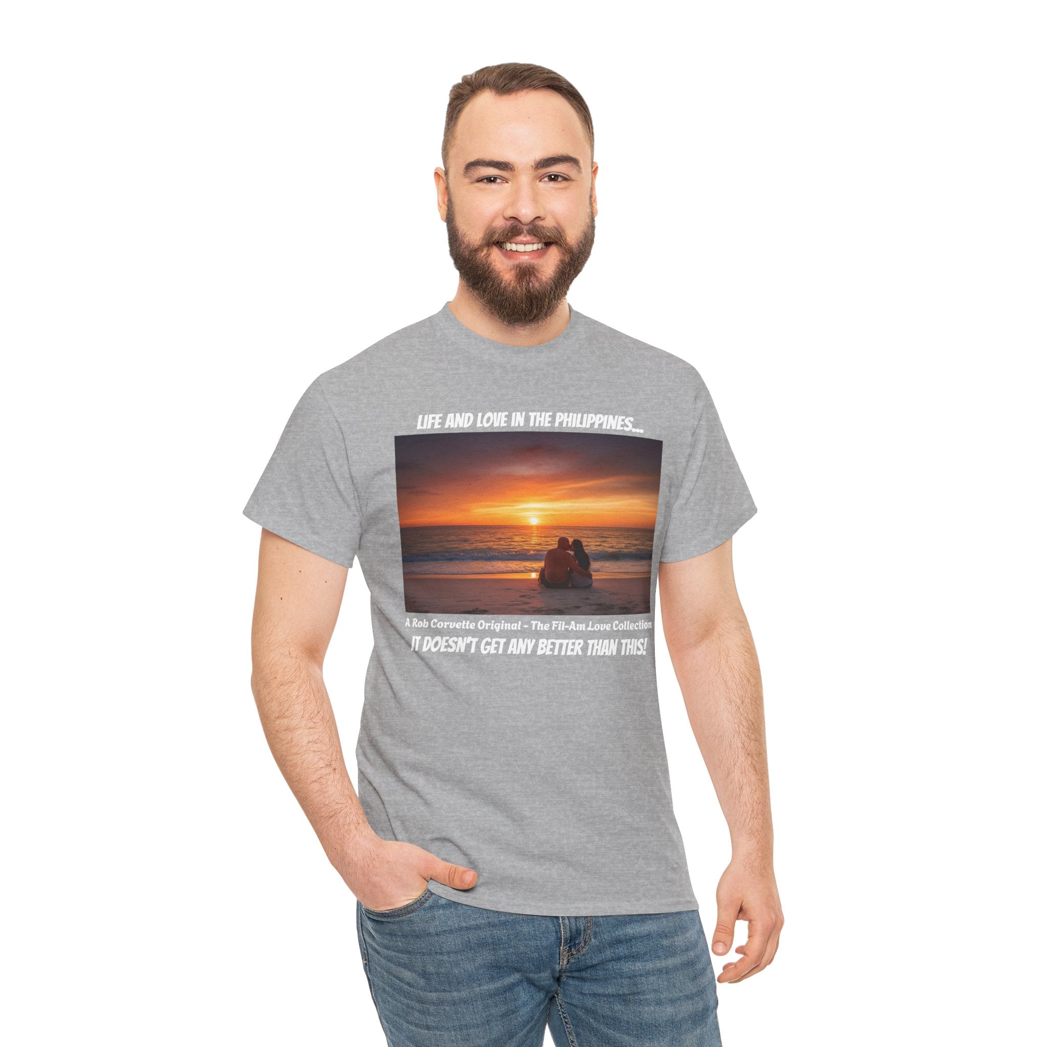 Life and Love in the Philippines, Fil-Am Couple Sunset Kiss Beach Shirt, Filipino American Love, Romantic Couples Gift Tee, Philippines Tour