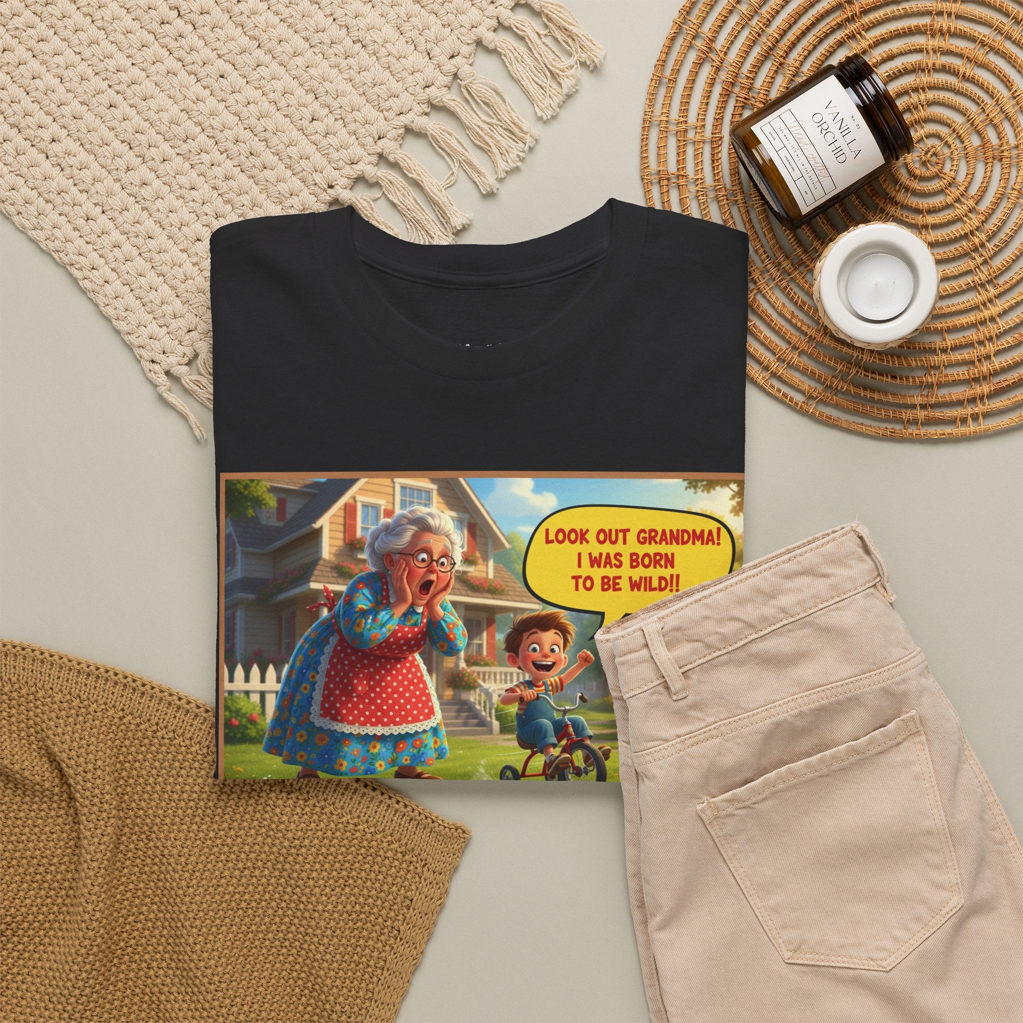 Look Out Grandma Born To Be Wild Funny Grandkid Shirt | Humor Tee | Funny Gift for Grandma | Tricycle Boy Funny Shirt