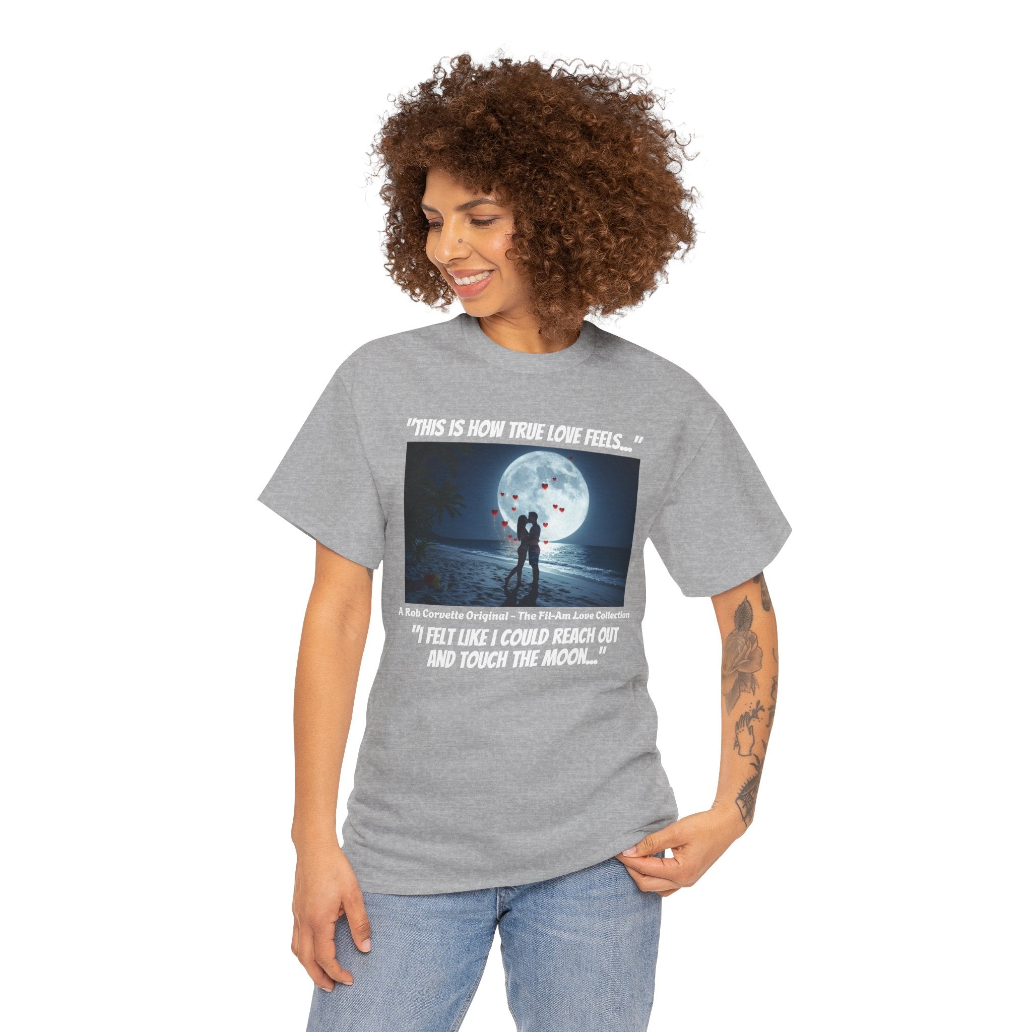 Fil-Am Beach Kiss Shirt - I Felt Like I Could Touch The Moon - Filipina Love Tee - Romantic Couple Gift - Fil-Am Love Collection