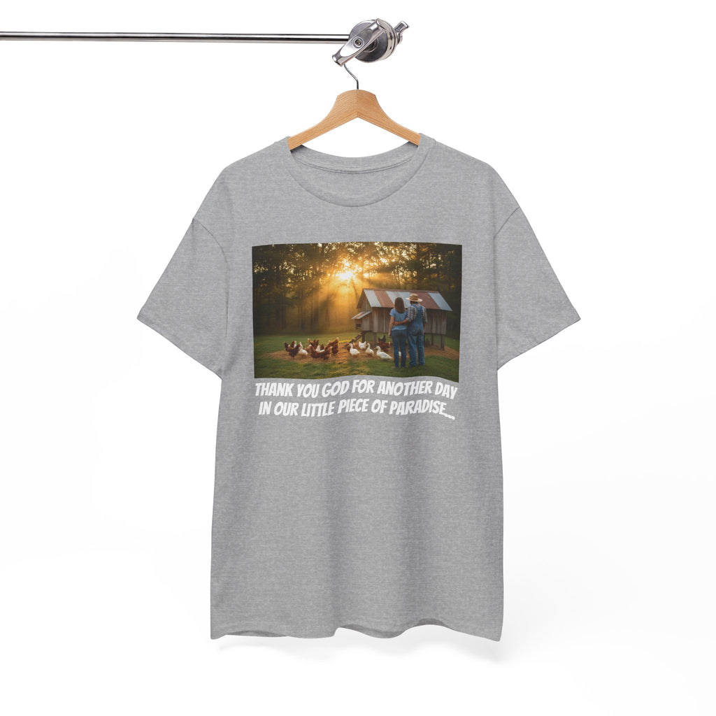 Thank You God For Another Day In Our Little Piece of Paradise | Backyard Farmer Couple Shirt | Homestead Gift | Country Life | Gift For Her
