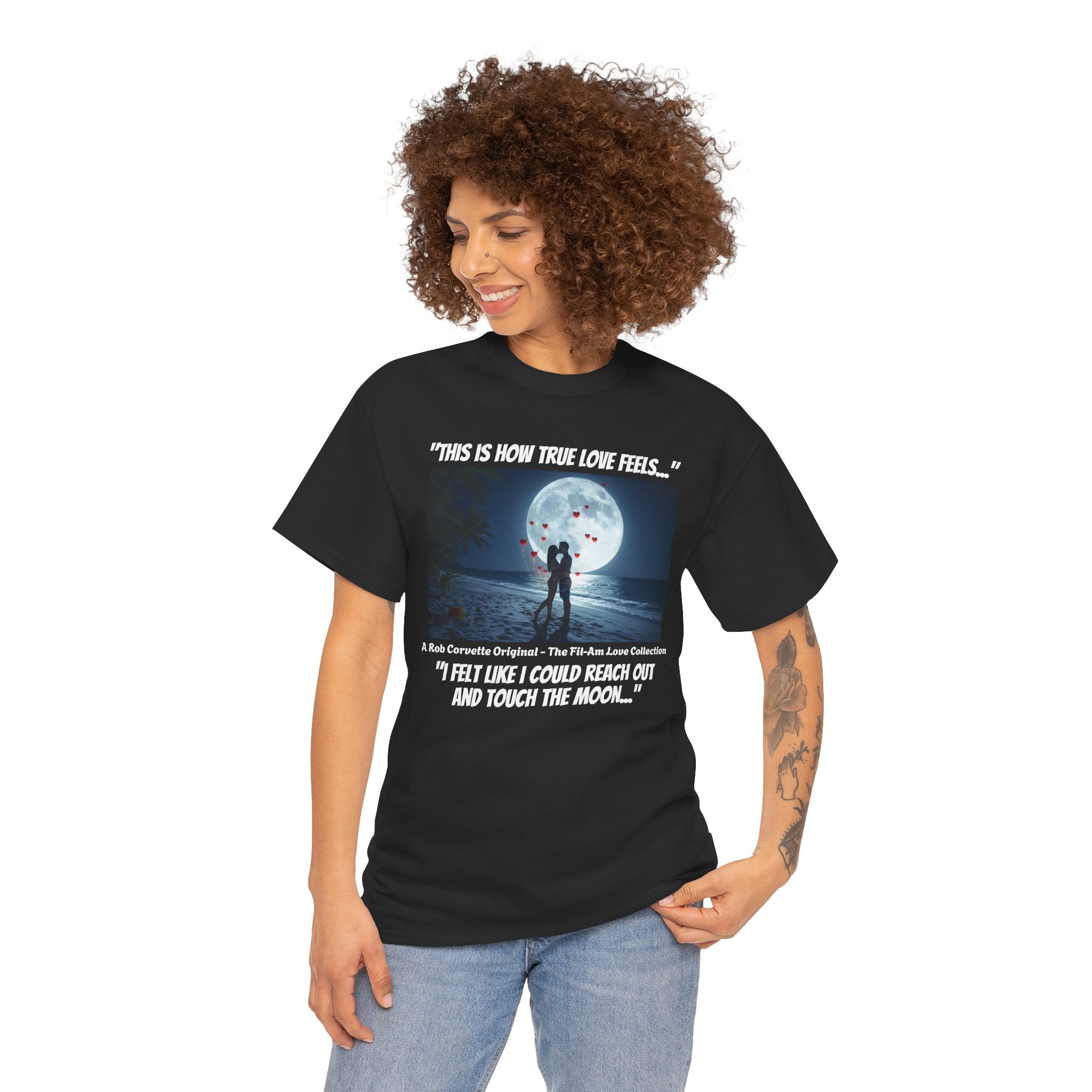 Fil-Am Beach Kiss Shirt - I Felt Like I Could Touch The Moon - Filipina Love Tee - Romantic Couple Gift - Fil-Am Love Collection