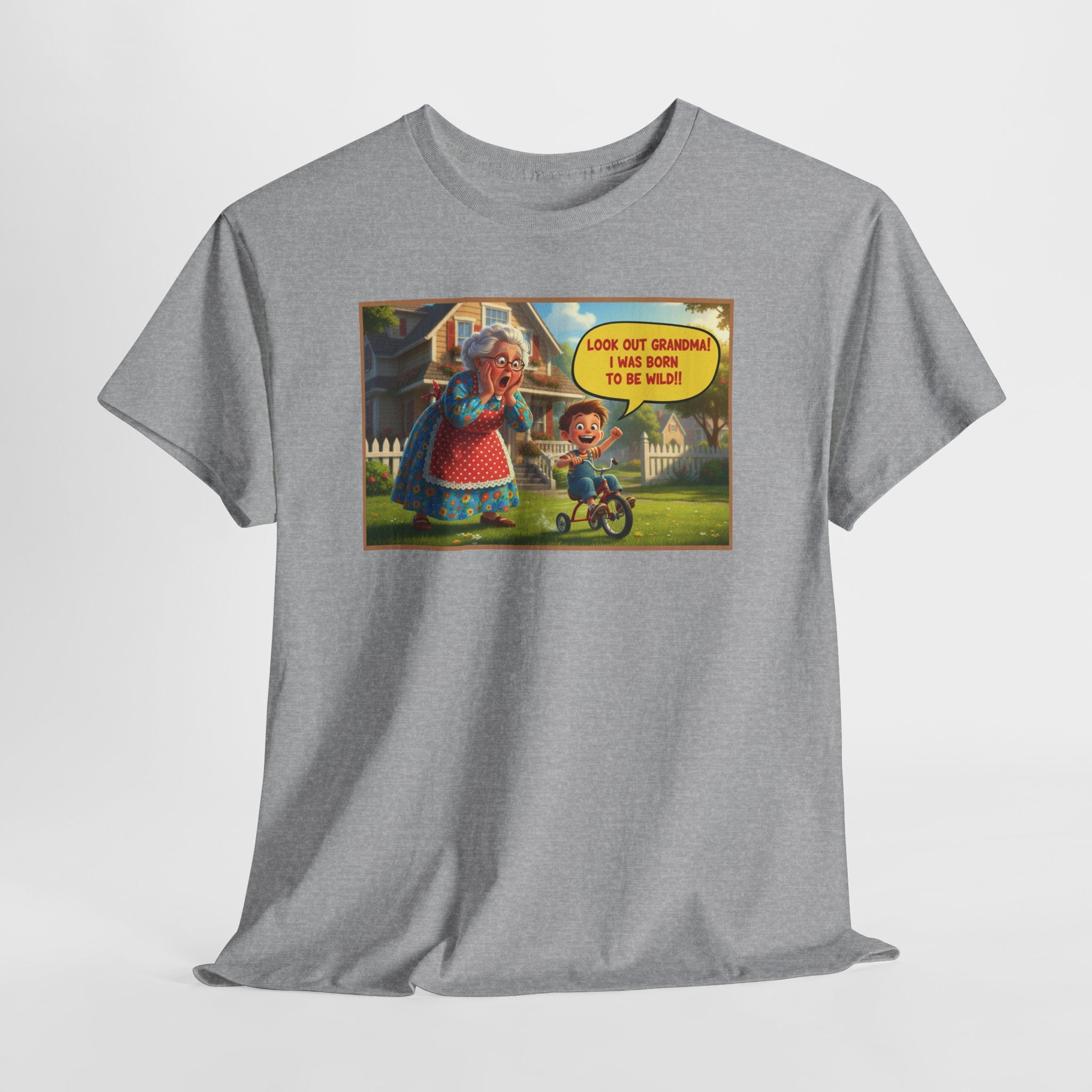 Look Out Grandma Born To Be Wild Funny Grandkid Shirt | Humor Tee | Funny Gift for Grandma | Tricycle Boy Funny Shirt