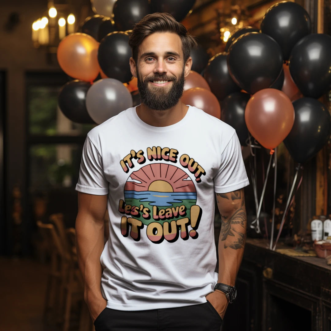 "It's Nice Out" Sunshine Graphic T-Shirt | Happy Summer Outdoor Tee | Fun Beach & Nature Shirt